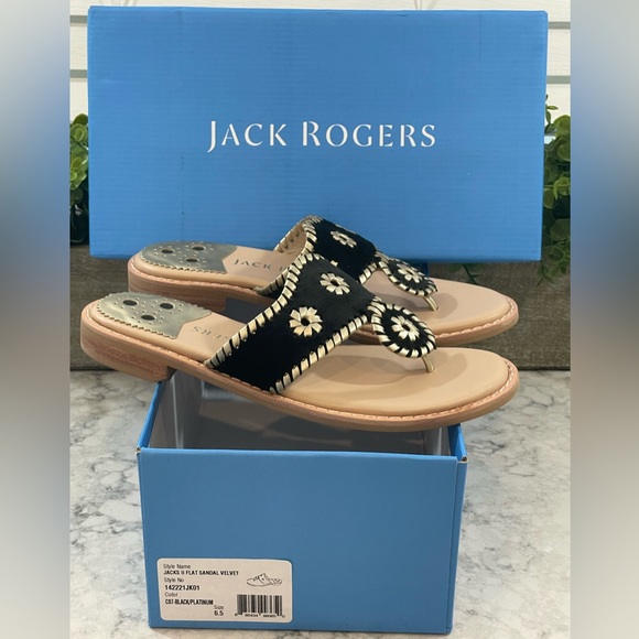 NIB Jack Rogers - Jacks II Flat Sandal Velvet - Size 6.5, 7, 7.5 Black/Platinum - Picture 9 of 9